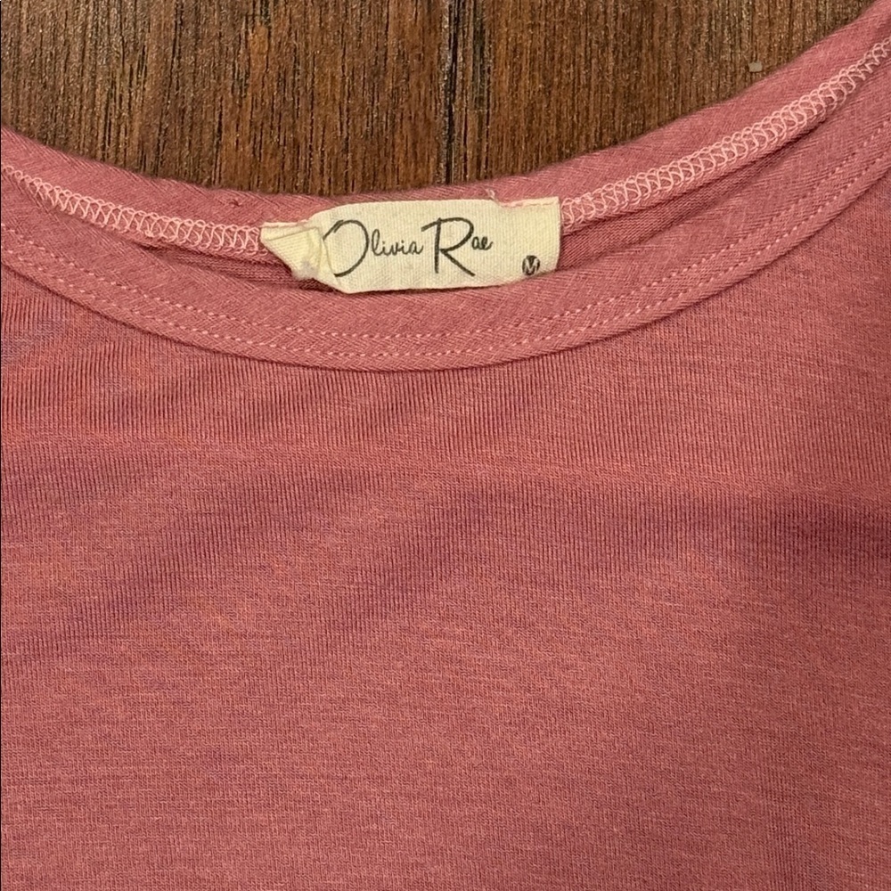 Medium Olivia Rae Pink Side-Tie Short Sleeve Top - Picture 3 of 8